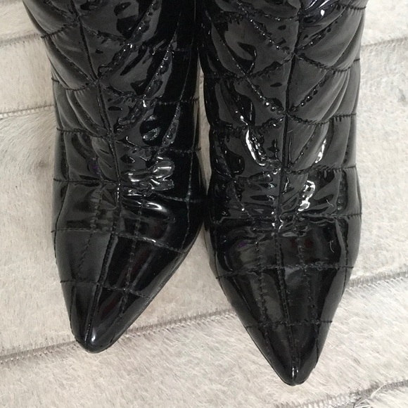 Black Quilted Over-the-Knee Stilettos Boots pointed toe Size 7 - Picture 9 of 10
